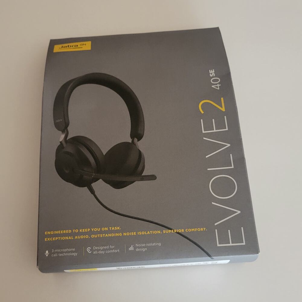Jabra Evolve2 40 SE USB-A Stereo Noise-Isolating Boom Mic On-Ear Headset New